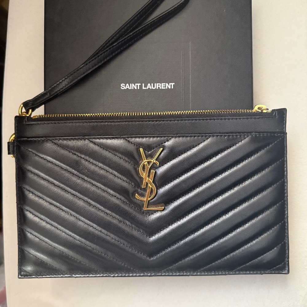 YSL Monogram Matelassé Leather Pouch